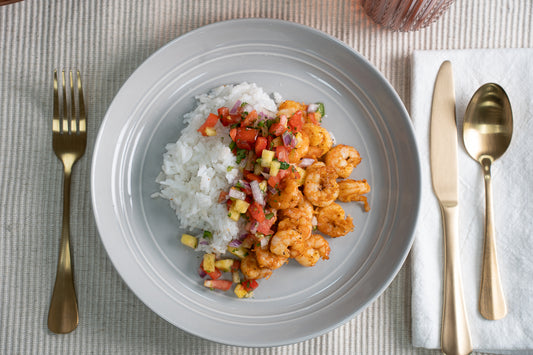 Cajun shrimp w/ pineapple salsa & rice